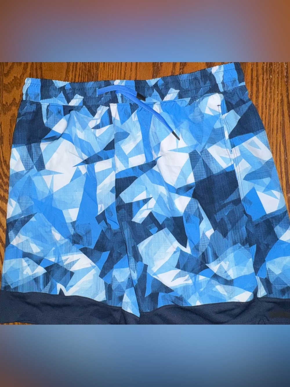Athletic Works Boys XL 14-16 Husky Blue Geometric Athletic Shorts